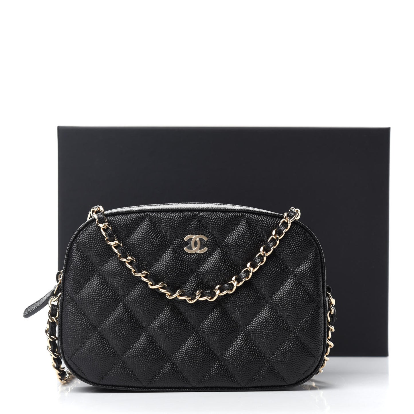 Caviar Quilted Vanity With Chain Black