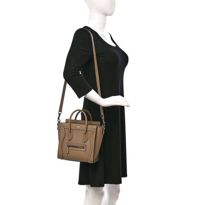 Celine Drummed Calfskin Nano Luggage Dune 2 of 8
