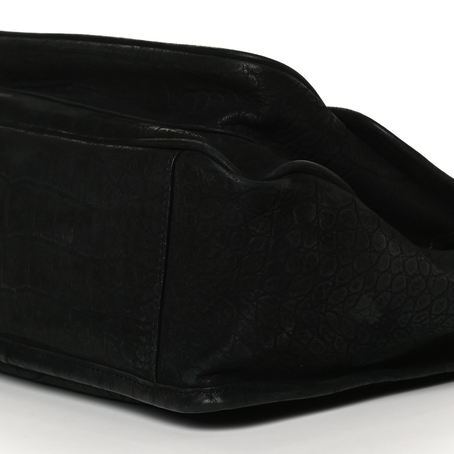 Saint Laurent Nubuck Crocodile Embossed Monogram Medium Niki Chain Satchel Black 9 of 12