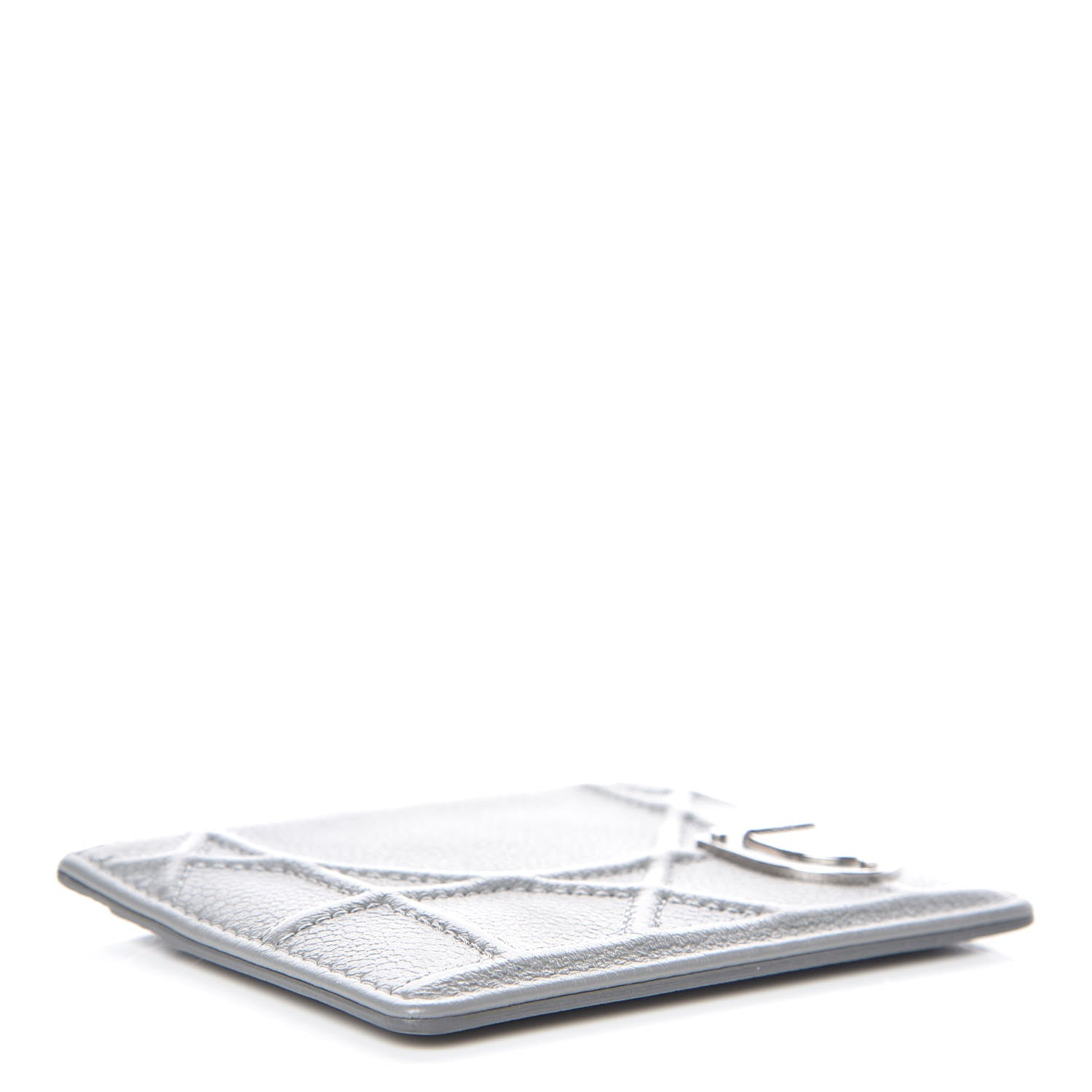 Christian Dior Grained Calfskin Cannage Diorama Card Holder Grey 4 of 10