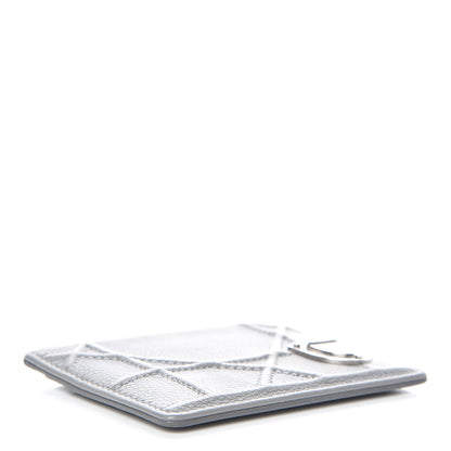 Christian Dior Grained Calfskin Cannage Diorama Card Holder Grey 4 of 10
