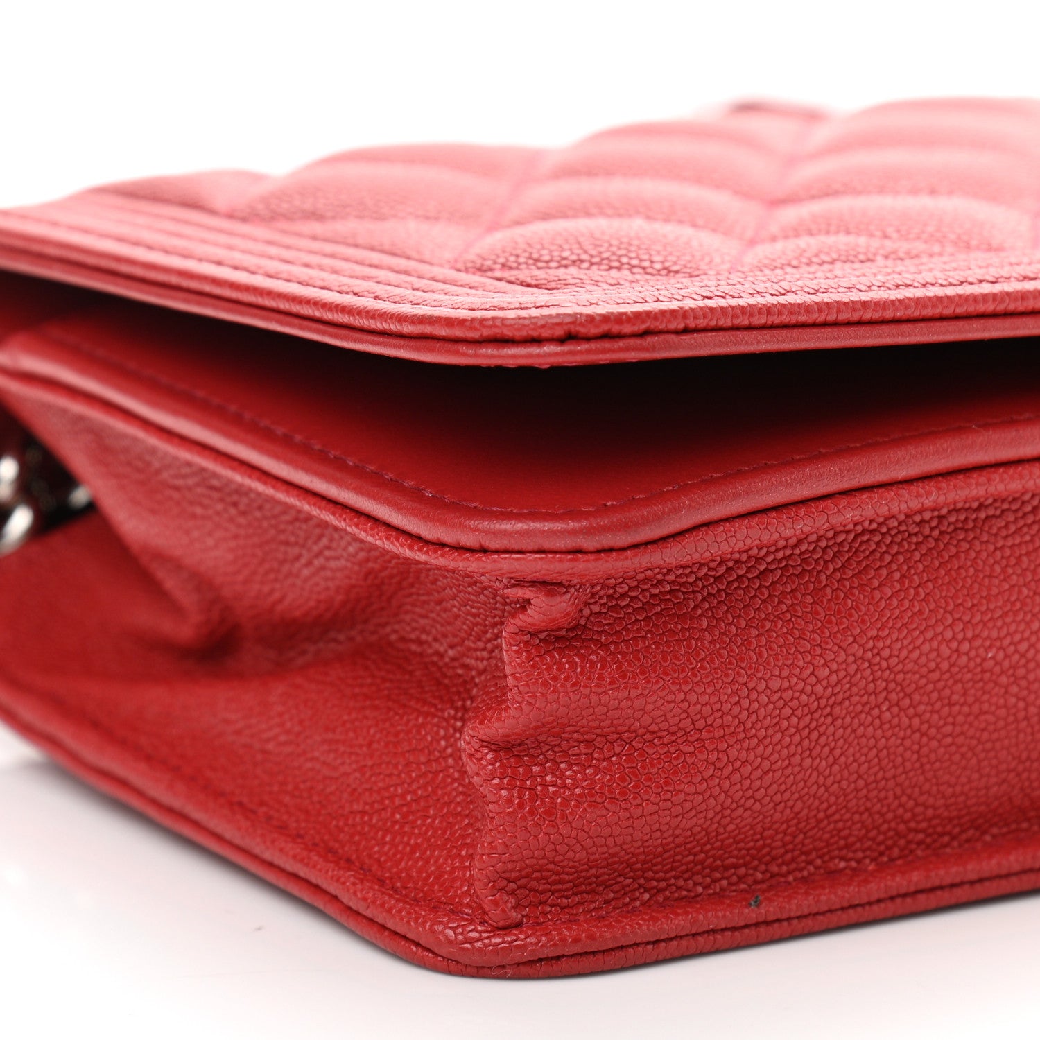Chanel Caviar Quilted Boy Wallet On Chain WOC Red 10 of 13