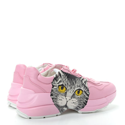 Gucci Calfskin Mystic Cat Rhyton Sneakers 37.5 Sugar Pink 4 of 9