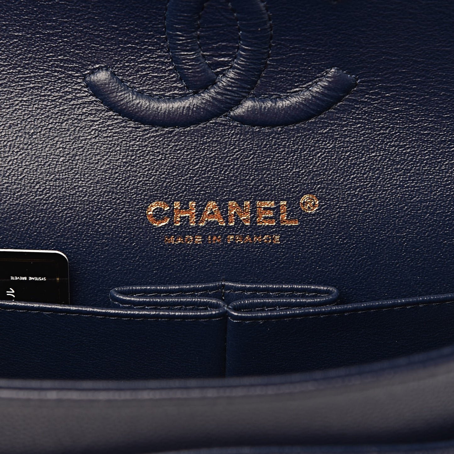 Caviar Quilted Small Double Flap Navy