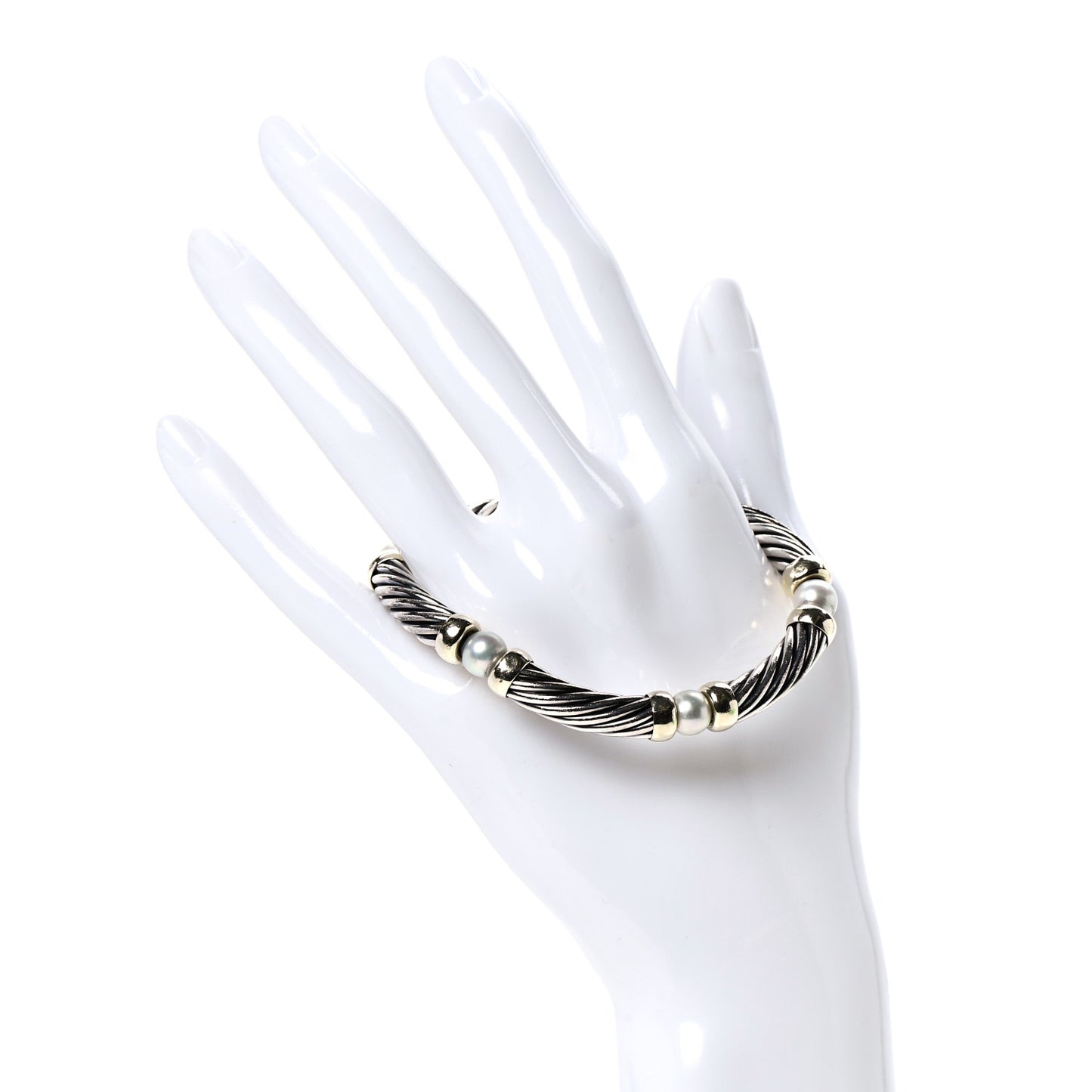 Sterling Silver 14K Yellow Gold Pearl 7mm Hampton Bracelet