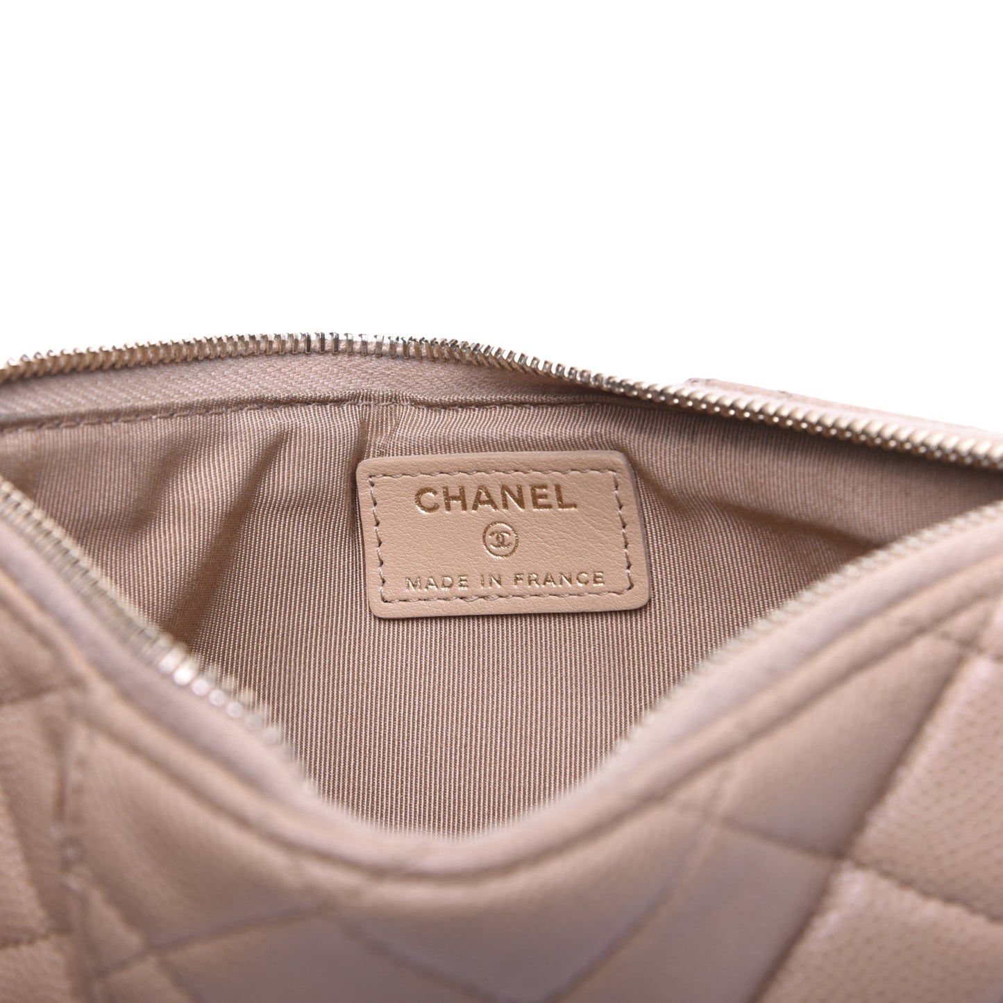 Iridescent Caviar Quilted Classic iPhone Pouch Beige