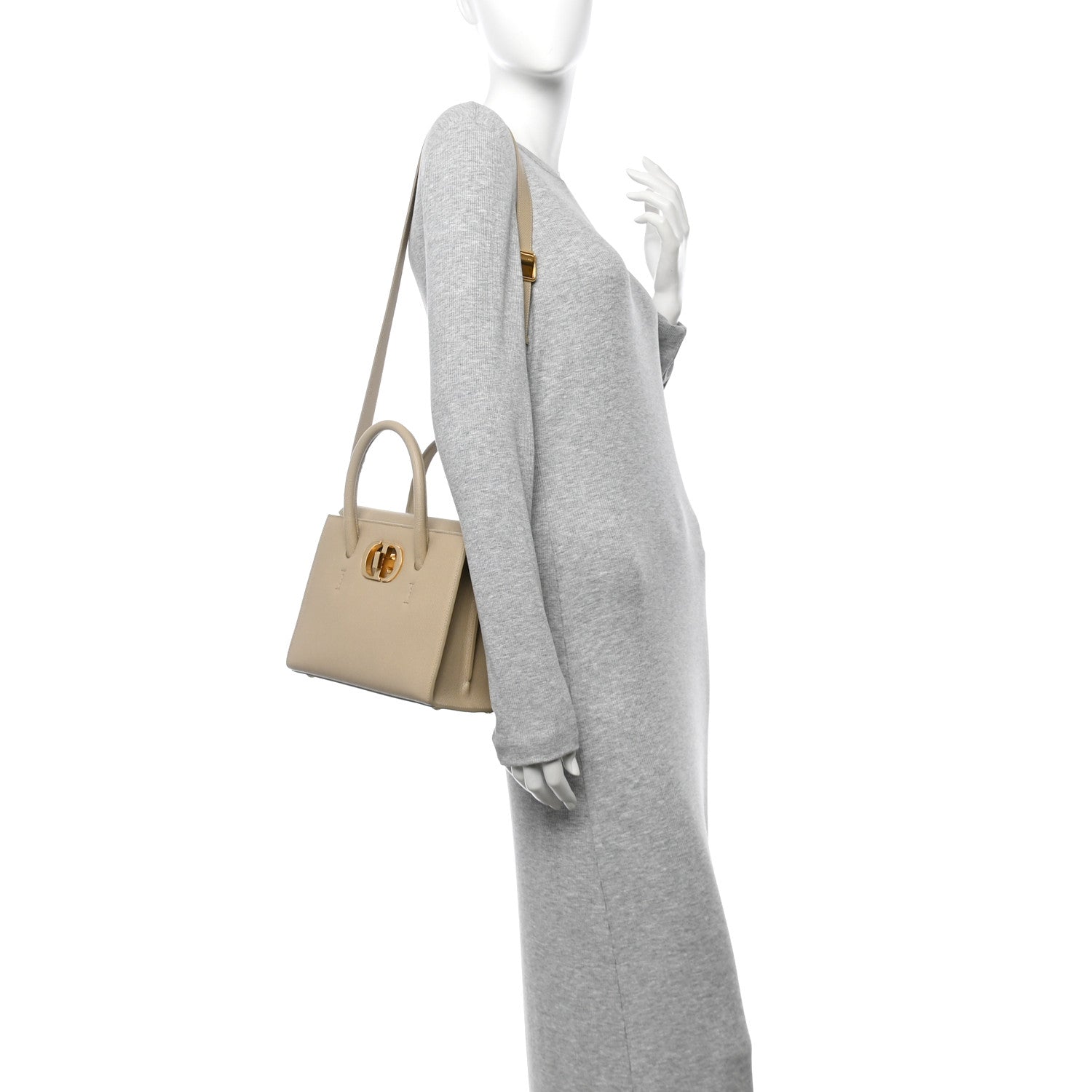 Christian Dior Grained Calfskin Medium St. Honore Tote Beige 2 of 10
