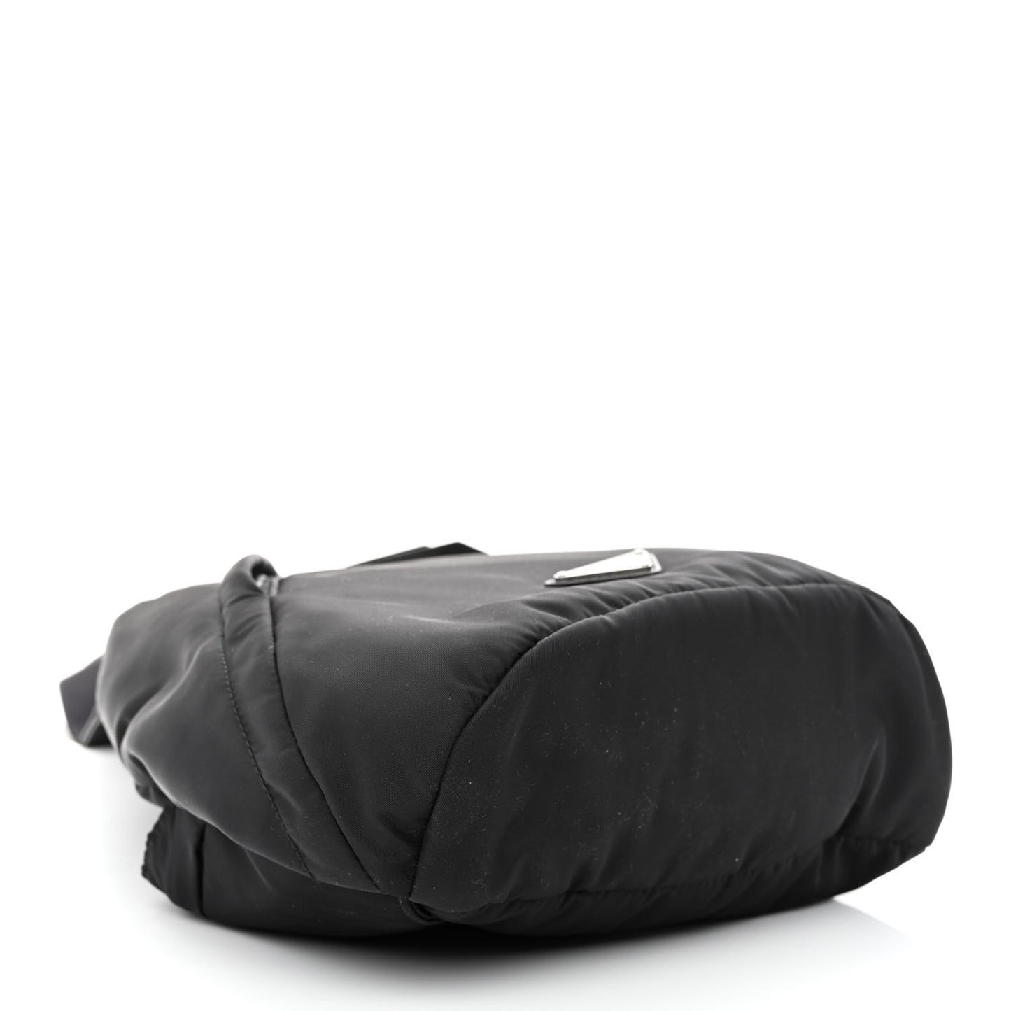 Re-Nylon Vitello Metal Triangle Logo Sling Backpack Black
