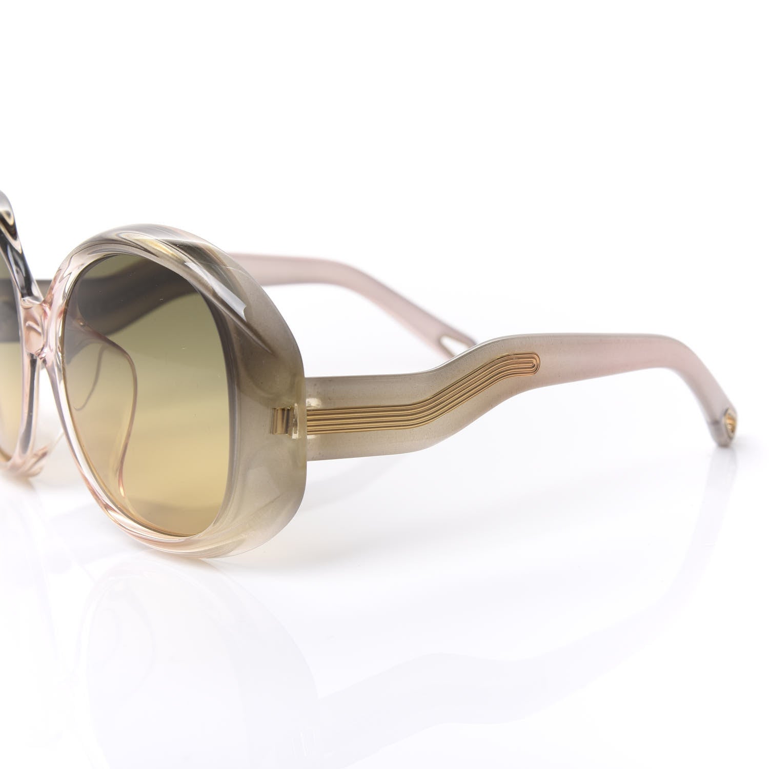 Chloe Oval Semi Transparent Qleo Sunglasses CE736SA Khaki 6 of 7