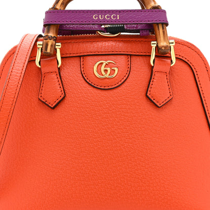 Gucci Textured Dollar Calfskin Mini Diana Dome Tote Bag Deep Orange Spicy Cyclamin 9 of 11
