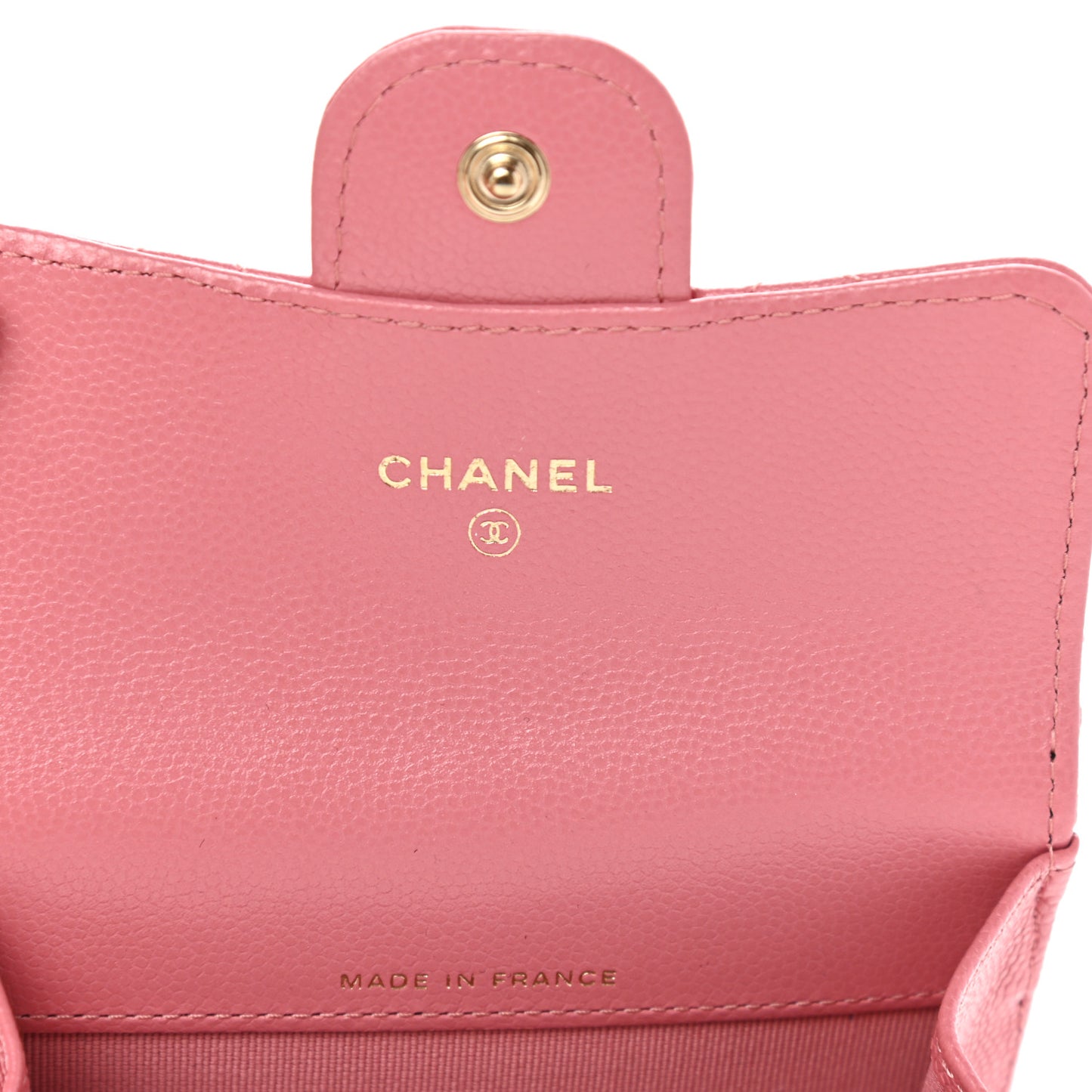 Caviar Quilted Flap Card Holder Wallet Pink