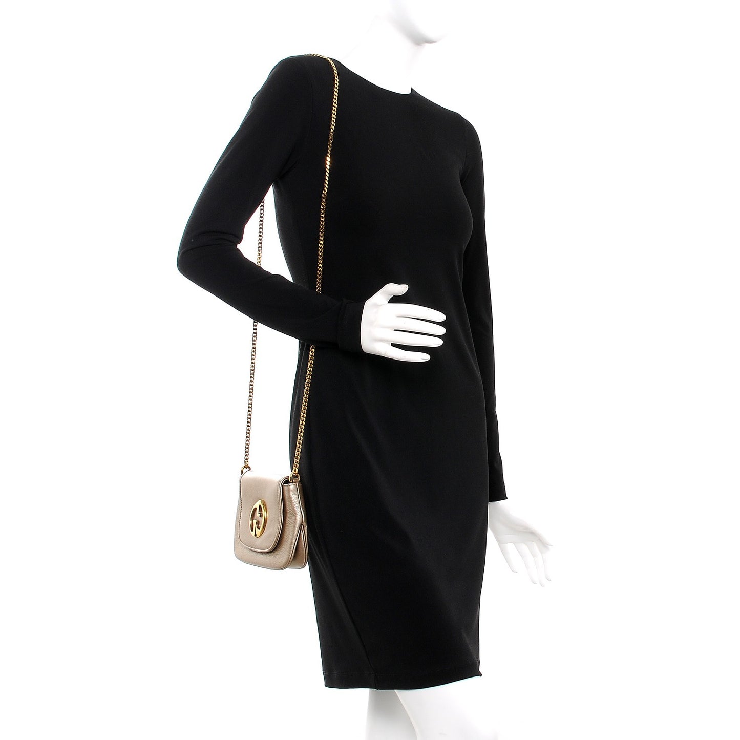 Pebbled Calfskin Small 1973 Chain Shoulder Bag Champagne