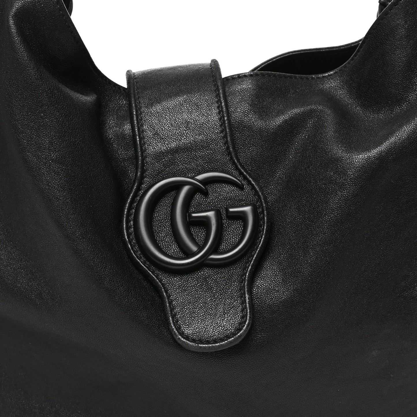 Goatskin Monochrome Large Aphrodite Shoulder Bag Black