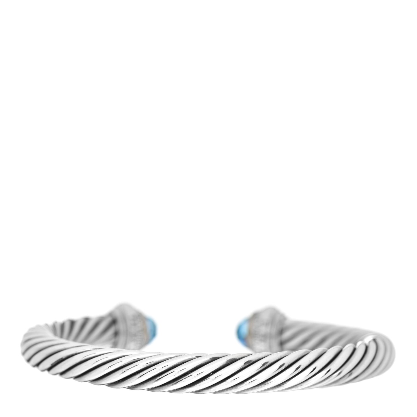 Sterling Silver 14K Yellow Gold Blue Topaz 7mm Cable Classics Bracelet