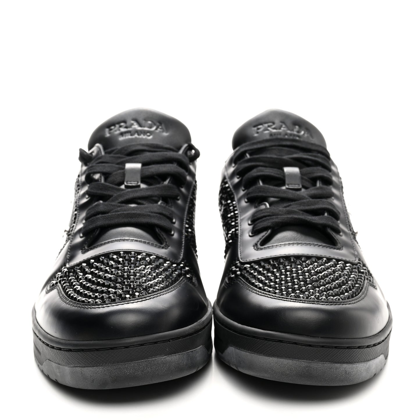 Vitello Rois Crystal Embellished Metal Triangle Logo Mens Downtown Low Top Sneakers 8.5 Black