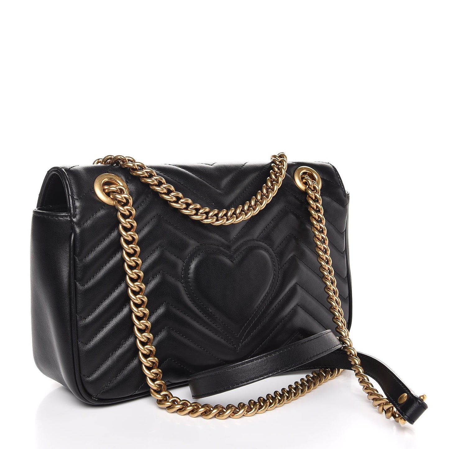 Calfskin Matelasse Small GG Marmont Shoulder Bag Black