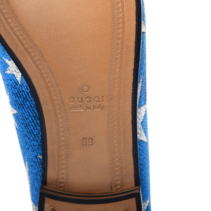 Gucci Lurex Calfskin Starry Sky Womens Jordaan Loafers 39 Bluette Silver 9 of 11