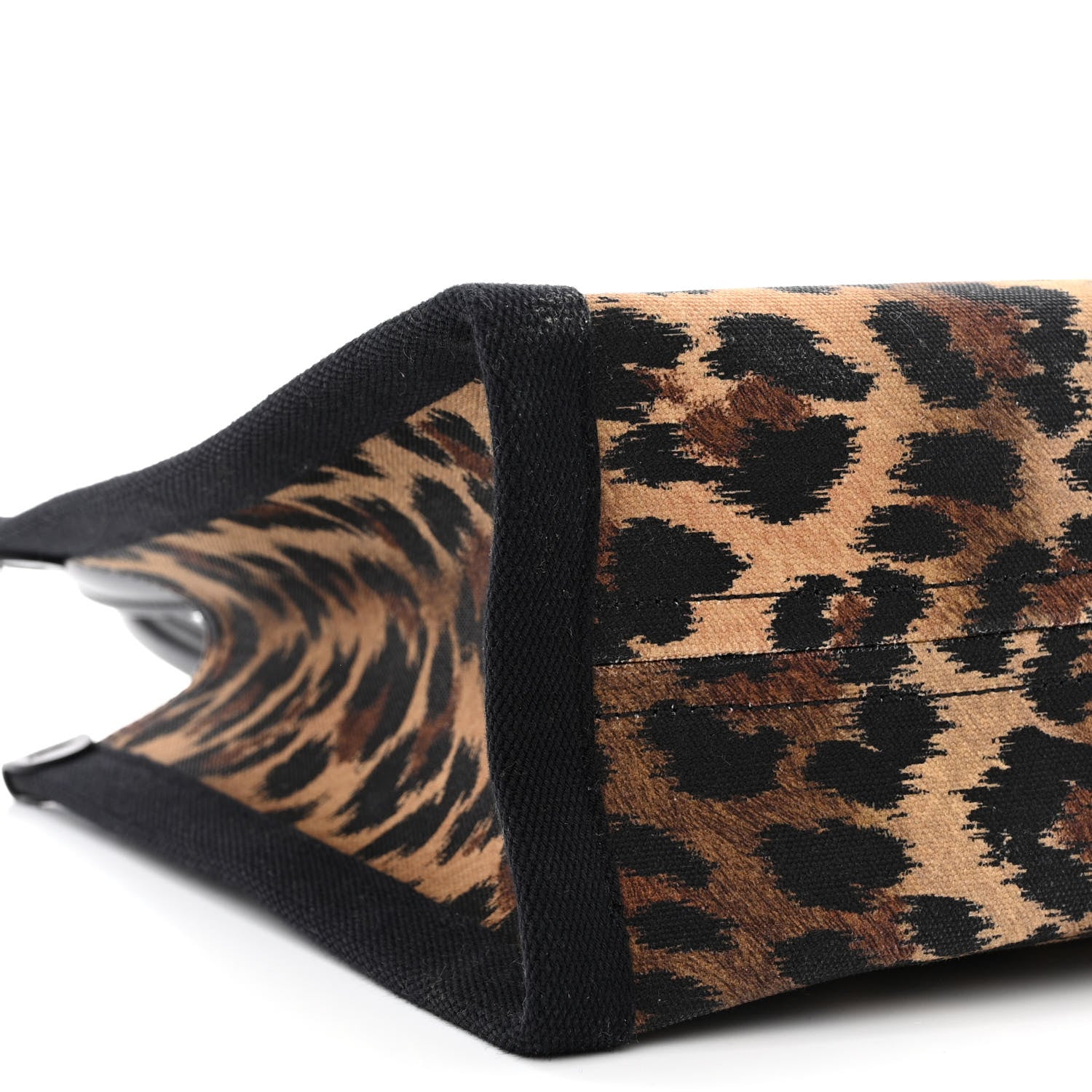 Christian Louboutin Canvas Calfskin Kitty Print Small Nastroloubi Tote Brown Black 9 of 13