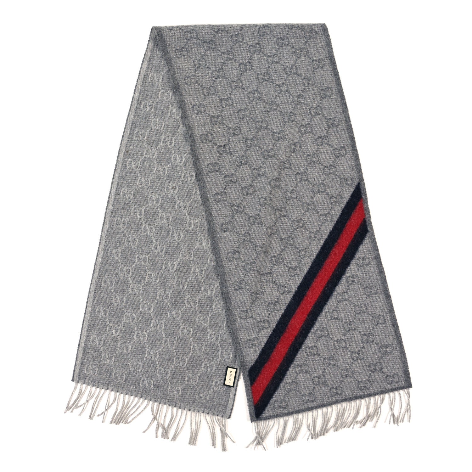 Gucci Wool Angora Monogram Web New Nikky Scarf Zinc Blue 2 of 3