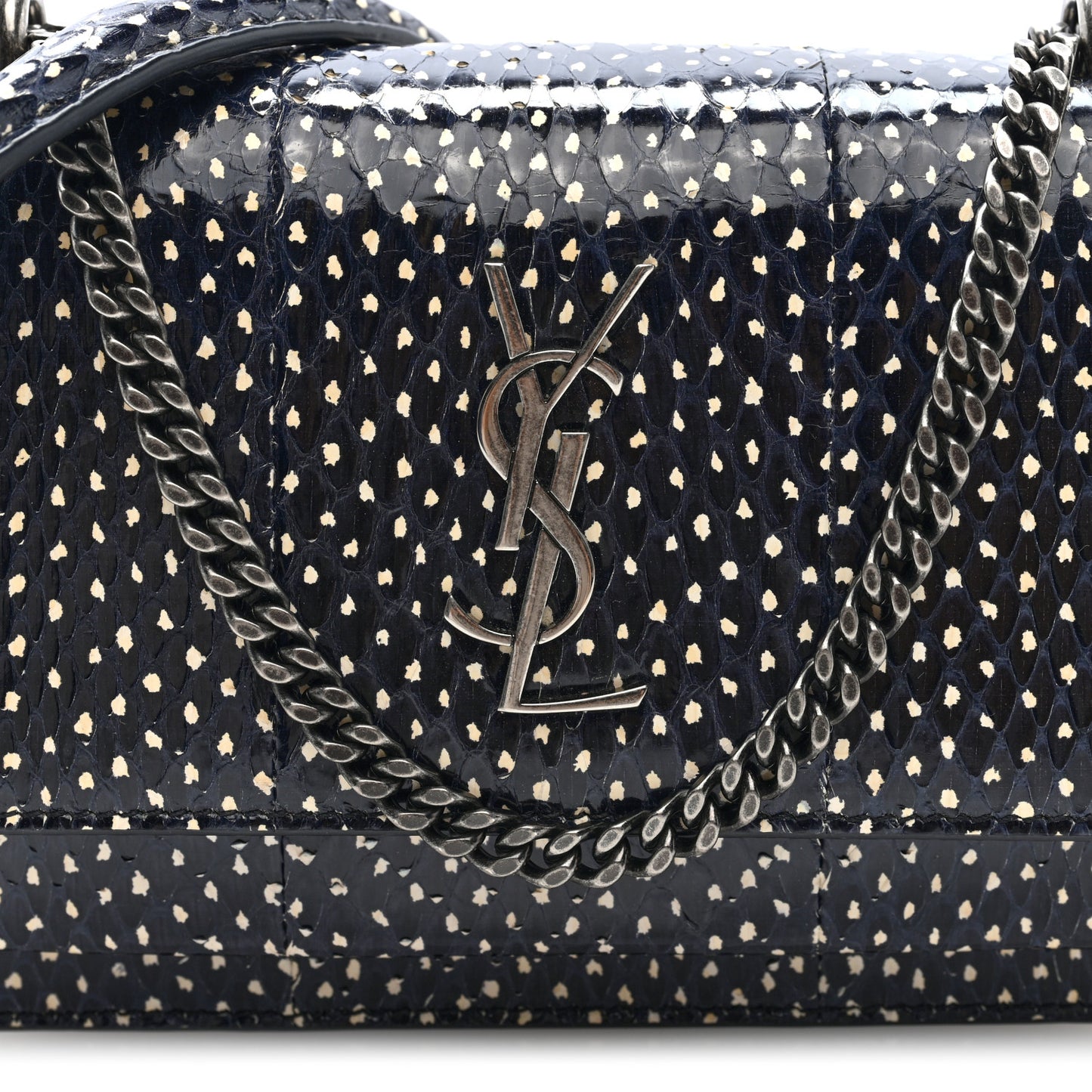 Elaphe Nappa Monogram Sunset Chain Wallet Black White