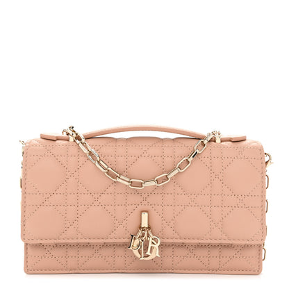 Christian Dior Lambskin Lady Dior Top Handle Clutch Caramel Beige 1 of 12