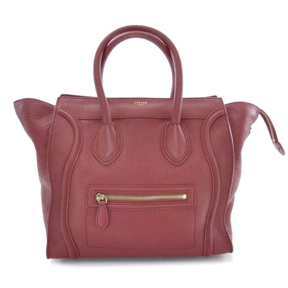 Pebbled Leather Mini Luggage Bag Red