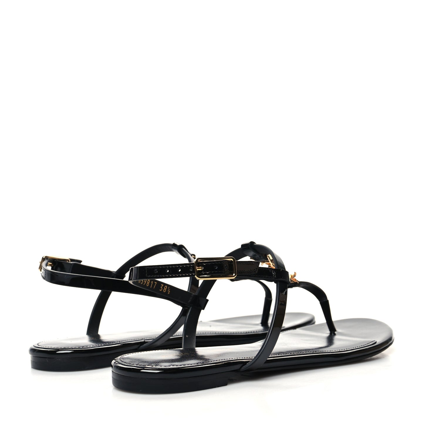 Patent Calfskin Cassandra Monogram Sandals 38.5 Black