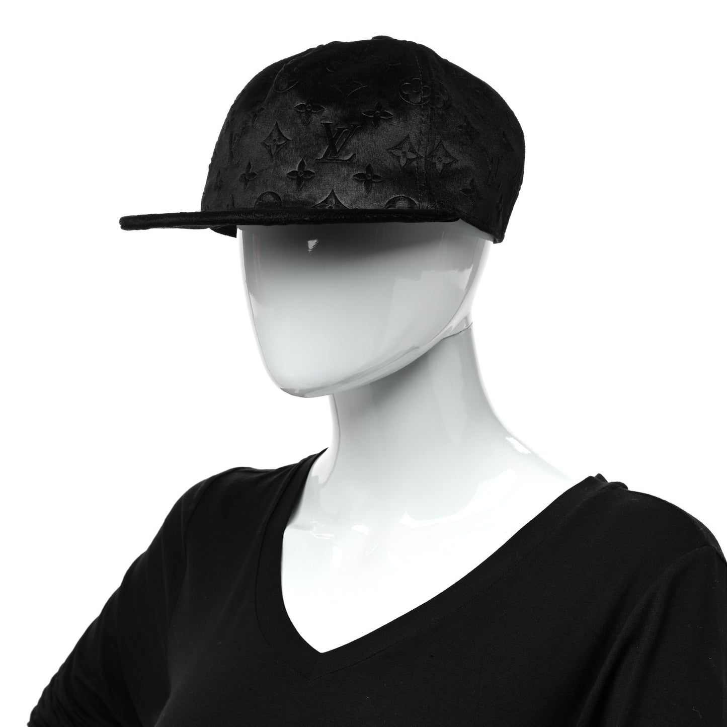 Jacquard Velvet Monogram Cap M Black