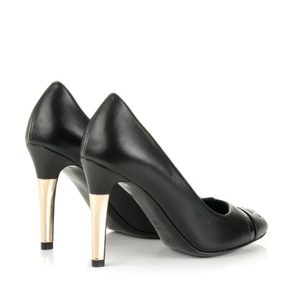 Chanel Lambskin Patent Cap Toe CC Pumps 35 Black 4 of 11