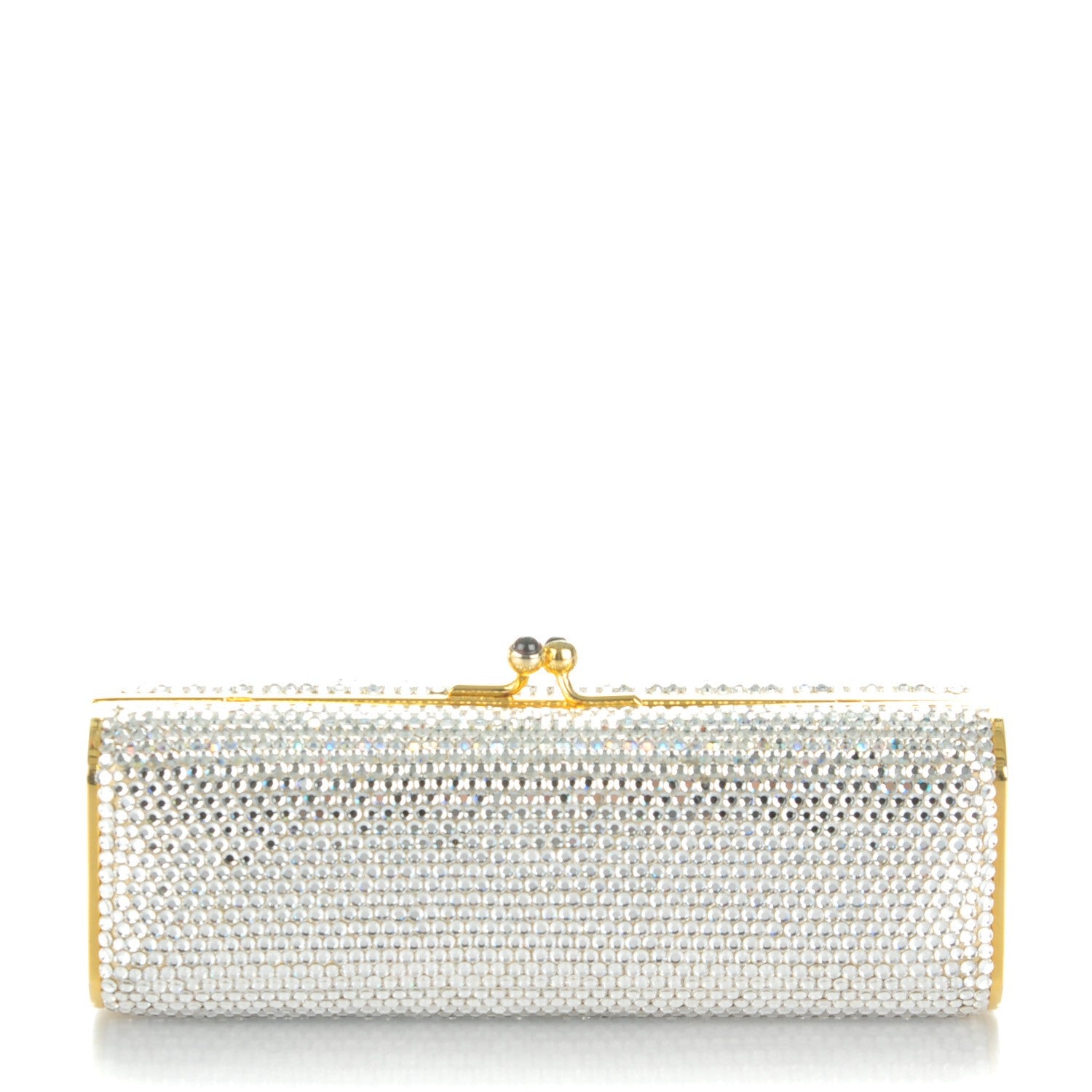 Judith Leiber Swarovski Crystal Minaudiere Clutch Silver 1 of 7