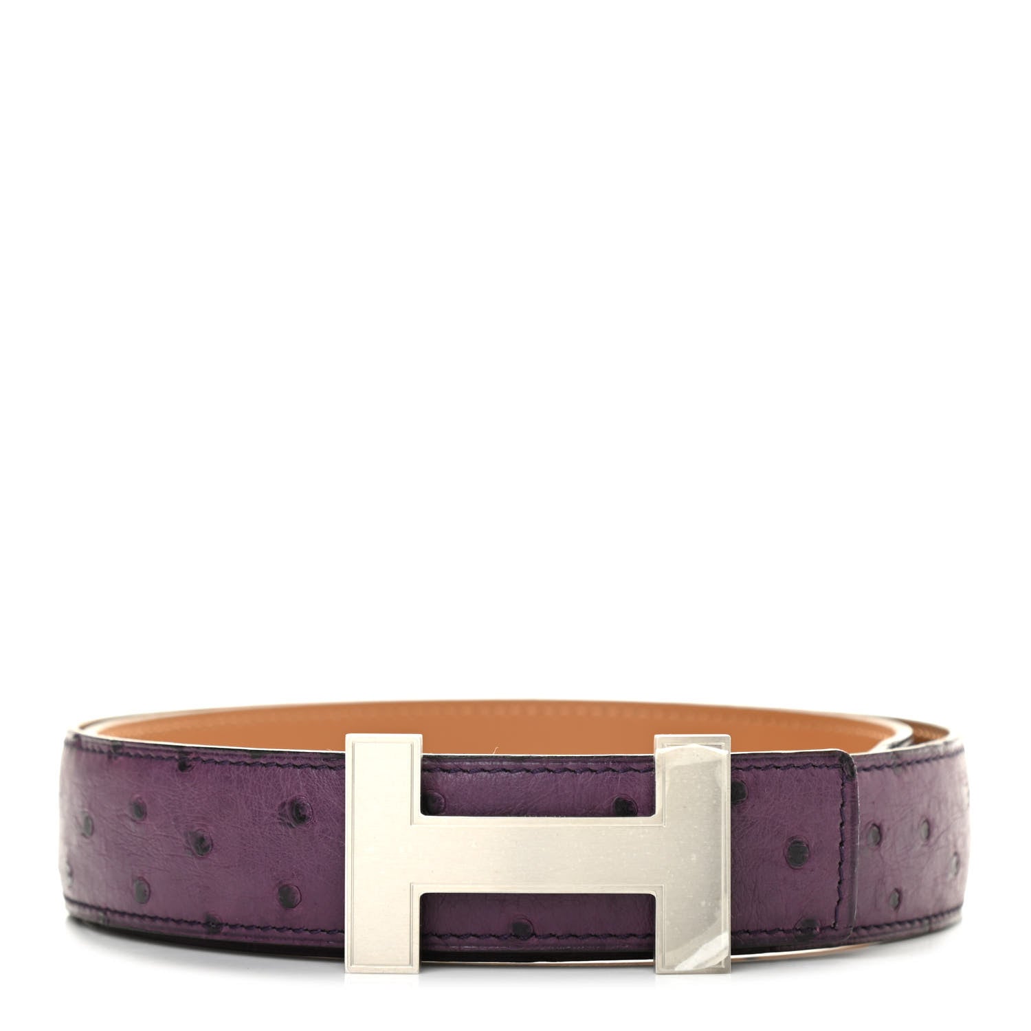 Hermes Ostrich 32mm Quizz H Belt 80 Violine 1 of 5