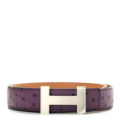 Hermes Ostrich 32mm Quizz H Belt 80 Violine 1 of 5