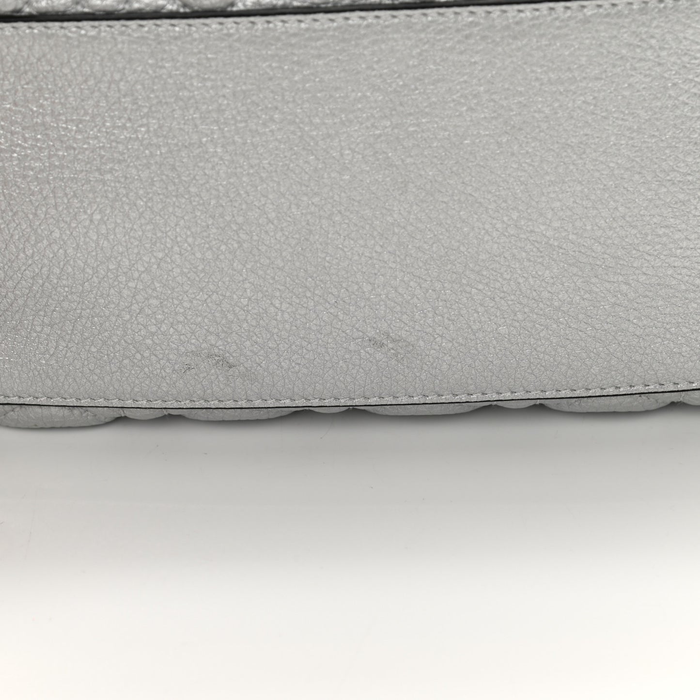Metallic Grained Calfskin Cannage Medium Supple Lady Dior Silver