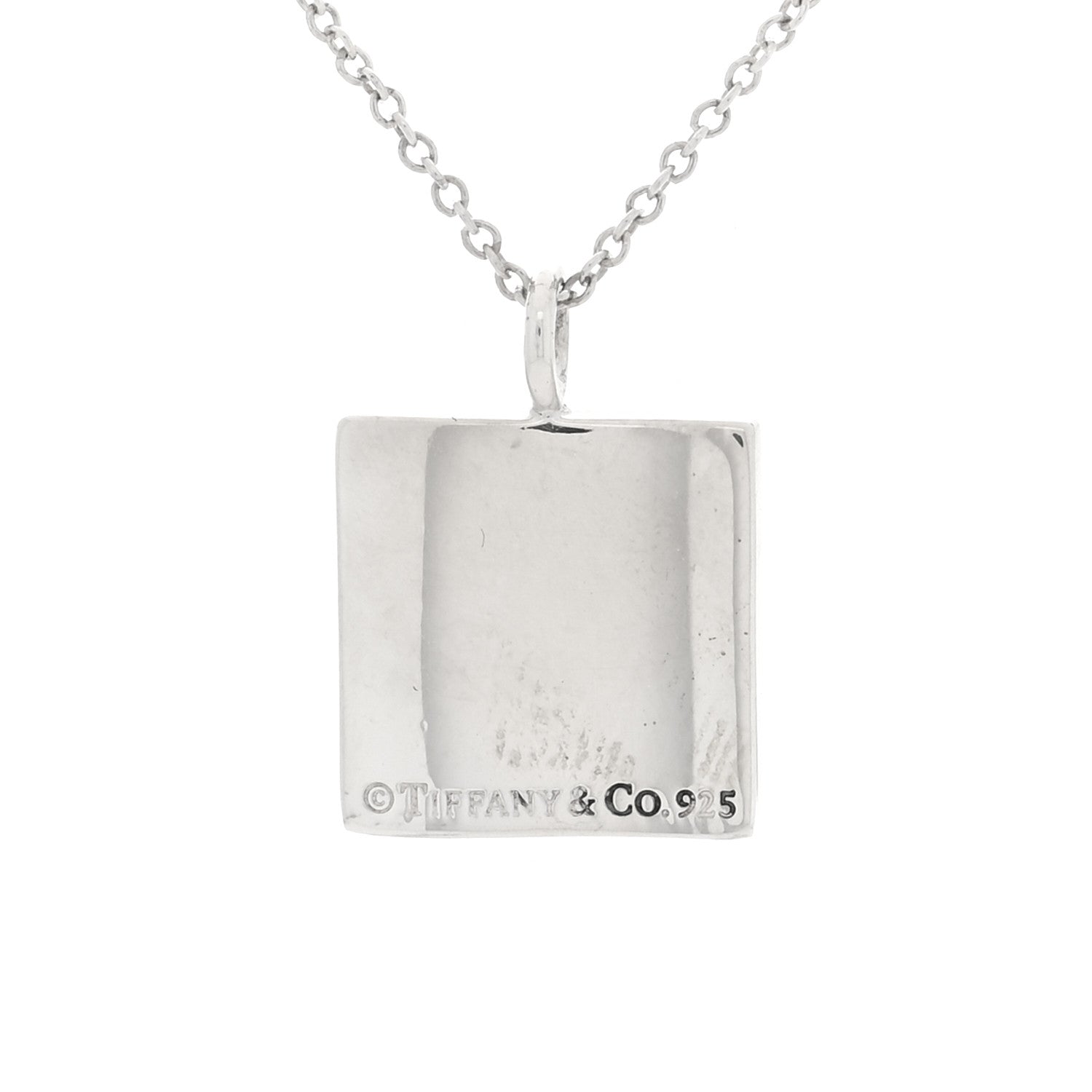 Tiffany Sterling Silver Love Notes Square Pendant Necklace 1797158