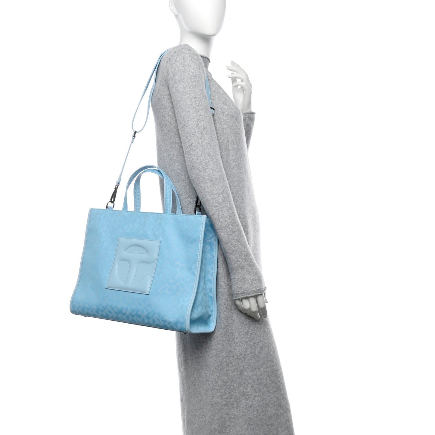 Monogram Jacquard Medium Shopping Bag Pool Blue