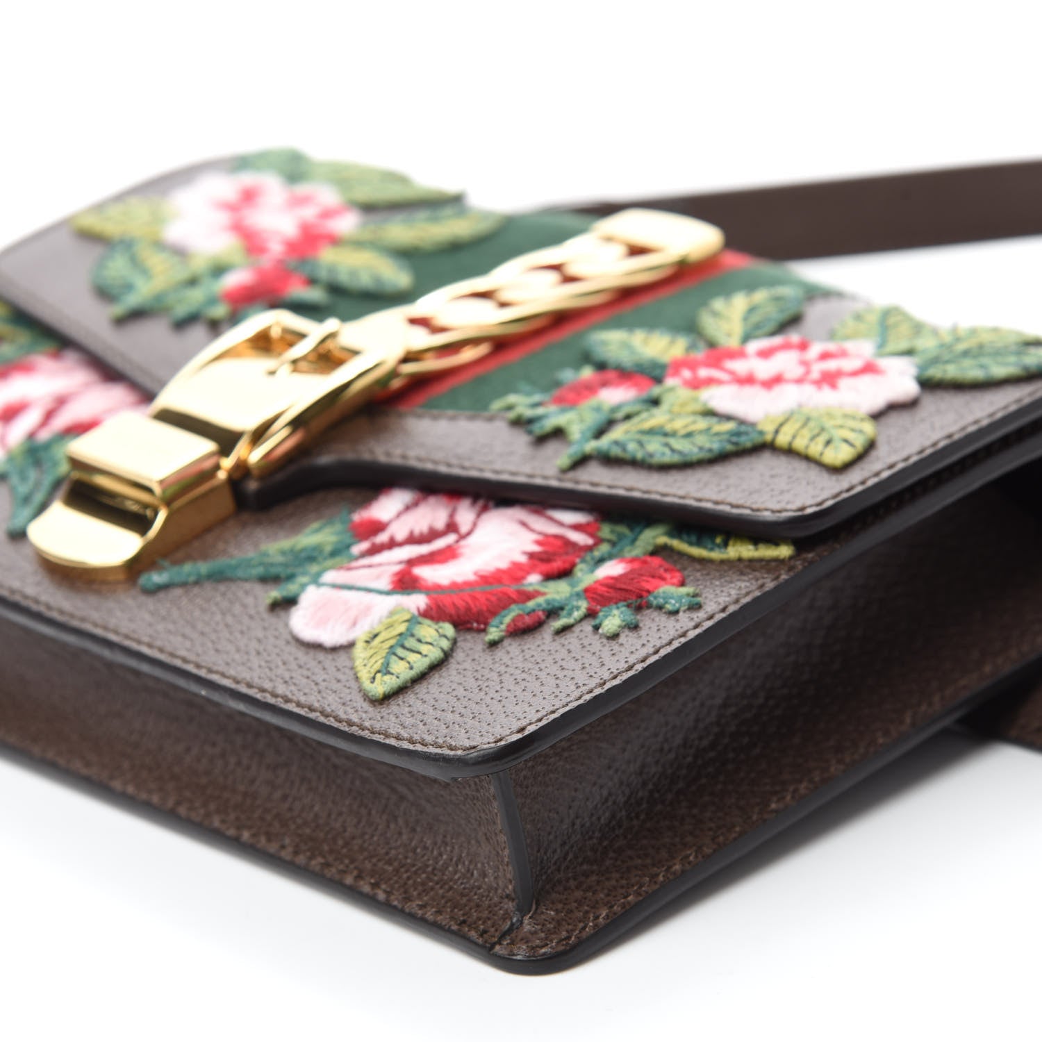Gucci Calfskin Embroidered Sylvie Belt Bag Brown 7 of 10