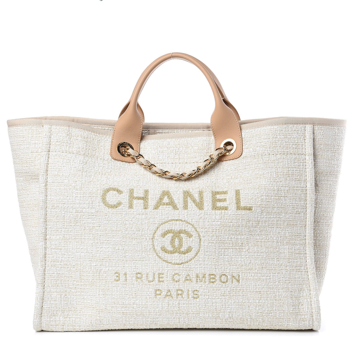 Canvas Large Deauville Tote Light Beige