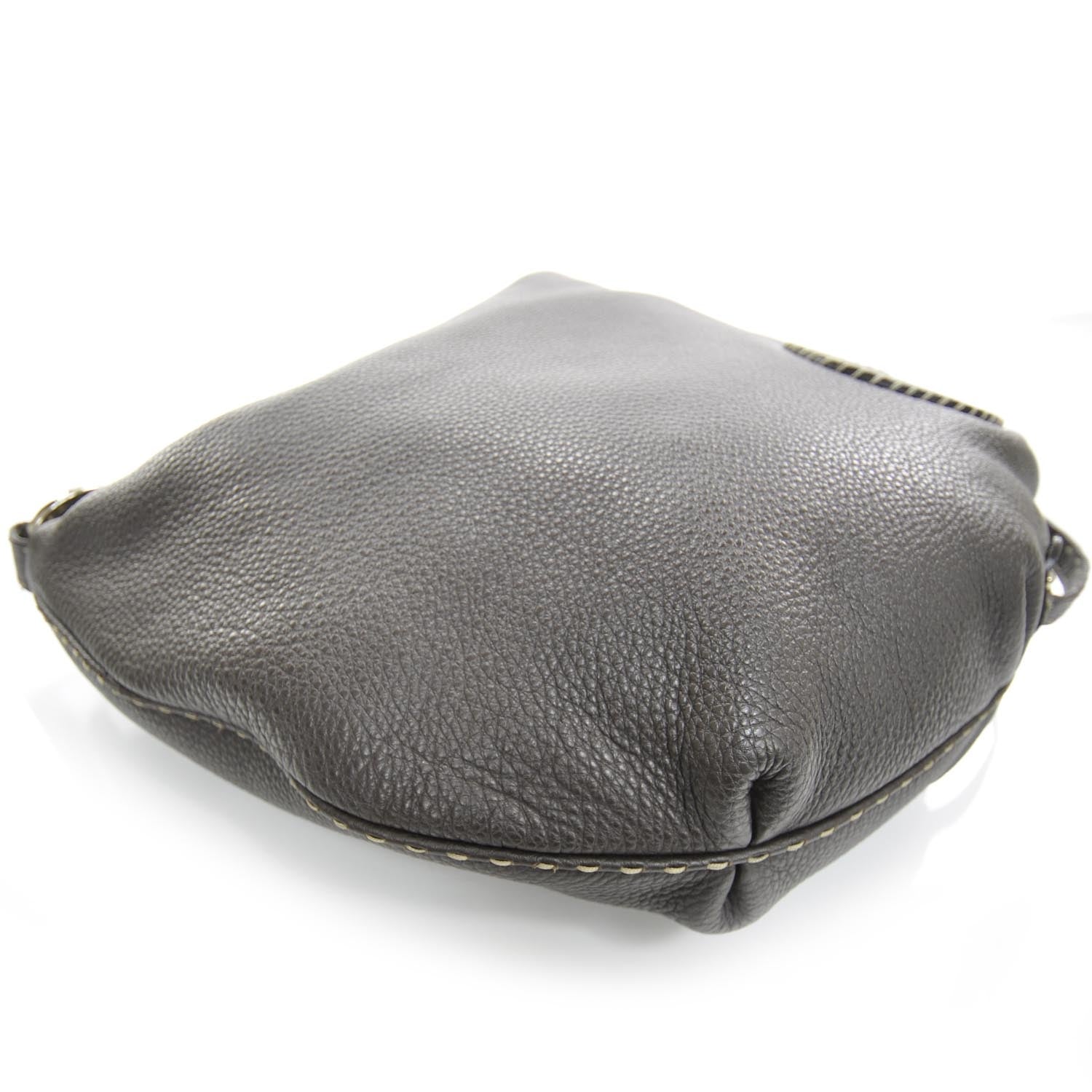 Fendi Calfskin Romano Selleria Biga Hobo Dark Brown 6 of 10