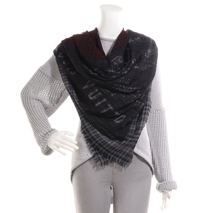 Louis Vuitton Mens Fleece Wool Silk Trunks Shawl Gris Rouge 2 of 5