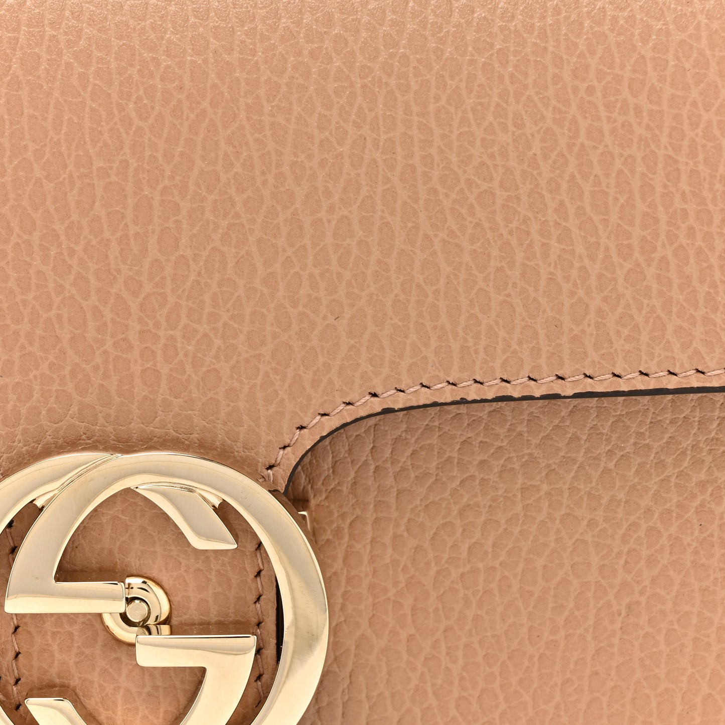 Dollar Calfskin Small Interlocking G Shoulder Bag Camelia