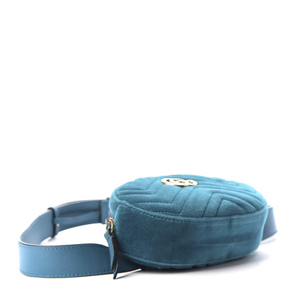 Gucci Velvet Matelasse GG Marmont Belt Bag 85 34 Pavone Cyan 4 of 10