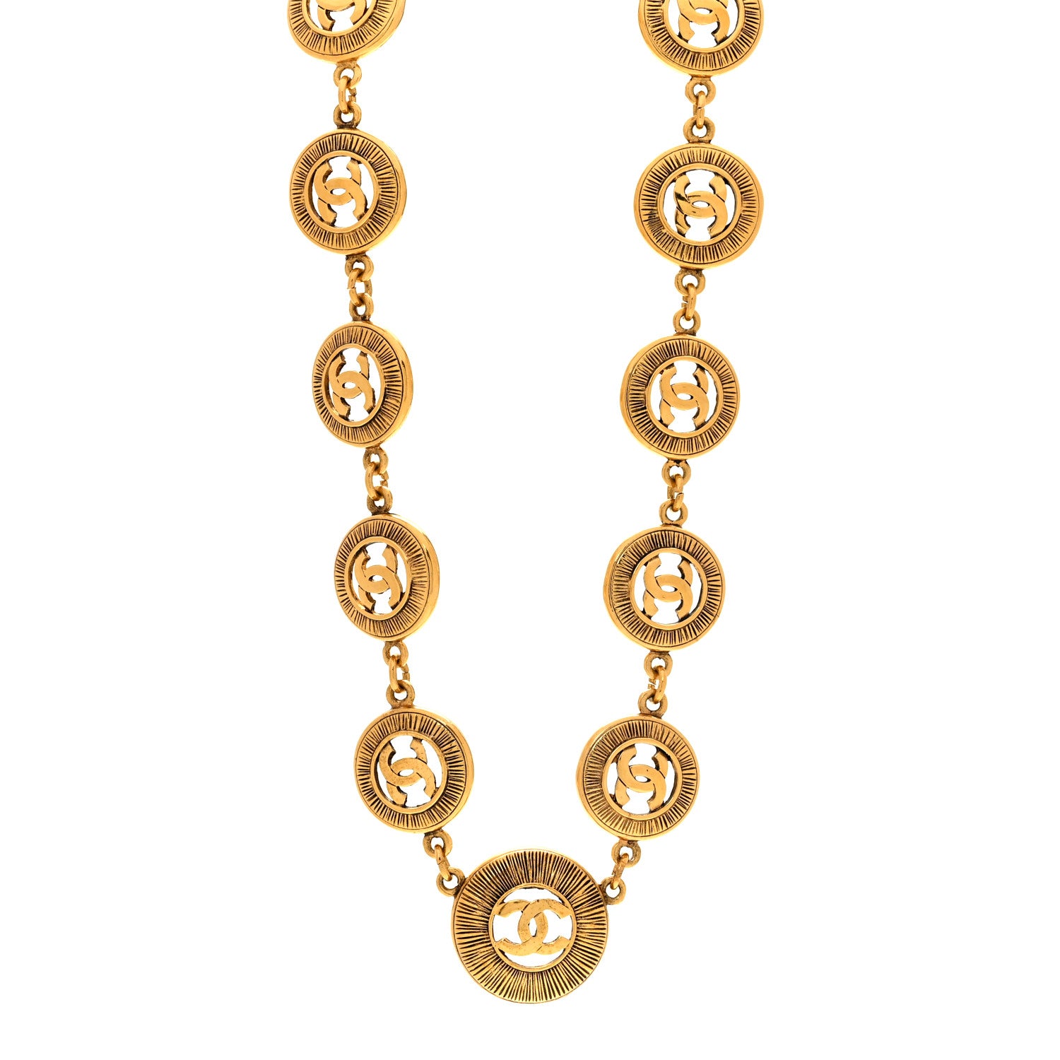 Chanel Metal CC Medallion Necklace Gold 1 of 7