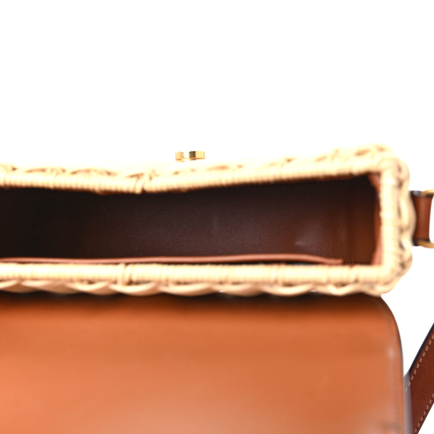 Raffia Calfskin Triomphe Besace Natural Tan
