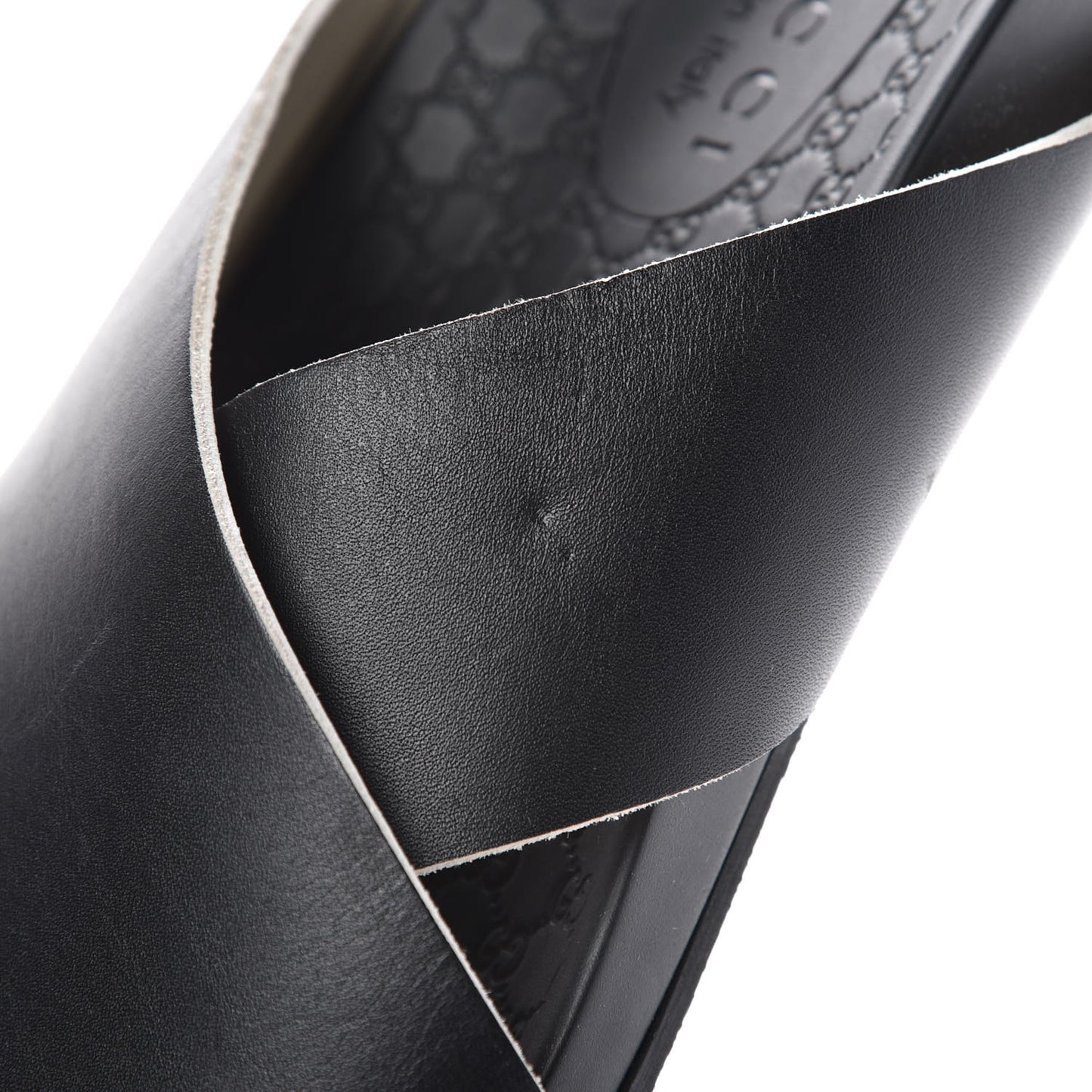 Calfskin Guccissima Mens Zen Slide Sandals 6.5 Black