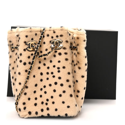 Chanel Pony Hair Cheetah Printed CC Chain Bucket Bag Light Beige Black 10 of 10
