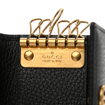 Gucci Pebbled Calfskin Butterfly 6 Key Holder Case Black 6 of 10
