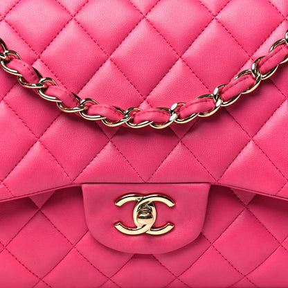 Chanel Lambskin Quilted Jumbo Double Flap Dark Pink 8 of 10