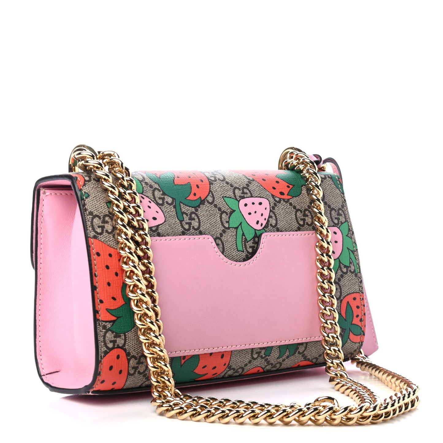 GG Supreme Monogram Strawberry Small Padlock Shoulder Bag