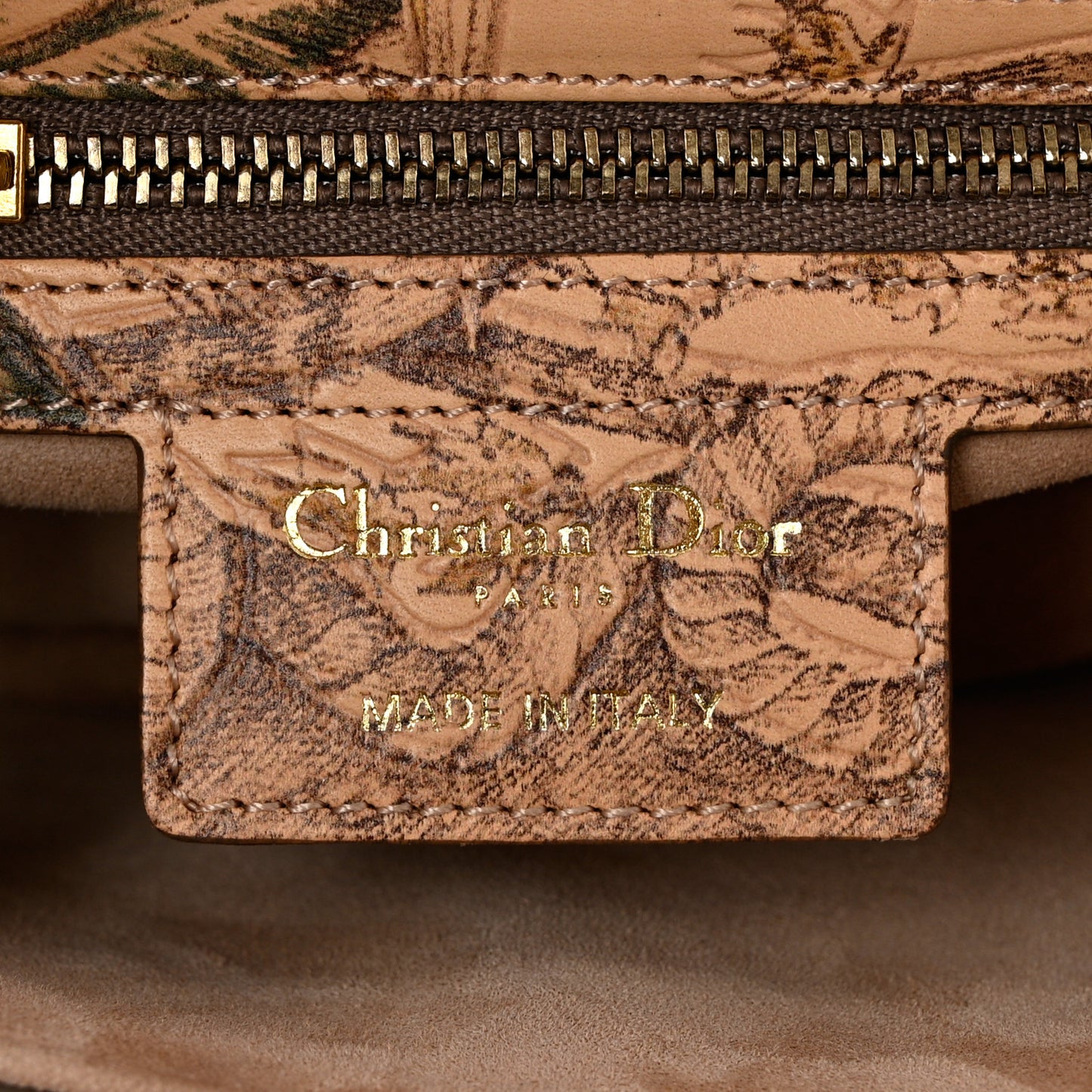 Calfskin Embossed Saddle Bag Brown Multicolor