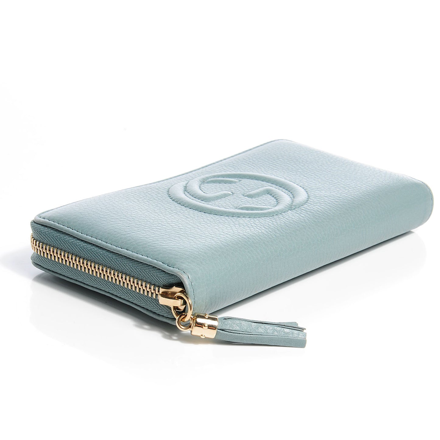 Leather Soho Zip Around Wallet Light Blue